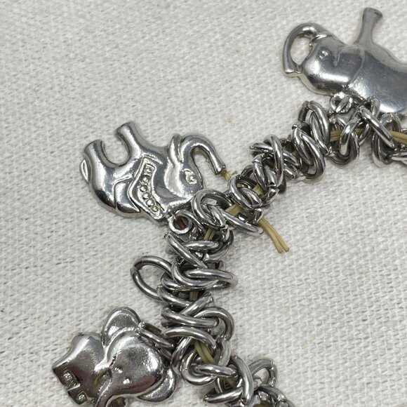 Elephant Charm Bracelet Silver-Tone Chain Stretch Dangle‎ - Picture 5 of 7